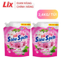 Nước giặt LIX Siêu sạch Hương hoa anh đào (Hồng) túi 2.4KG