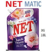 Nước giặt NET SẠCH THƠM TÚI 3KG HƯƠNG HOA NẮNG