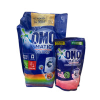 Nước giặt OMOMATIC cửa trước khử mùi - bền màu túi 3.6kg + tặng túi nước giặt omomatic 412g