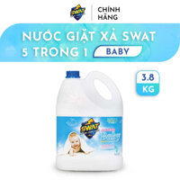 Nước Giặt Xả 5 in 1 SWAT hương Baby siêu thơm Can 3.8KG - Siêu tiết kiệm giúp diệt khuẩn, công nghệ lưu hương kép