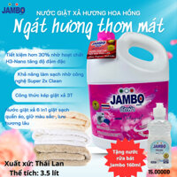 Nước Giặt Xả 6in1 Jambo Hương Hoa Hồng Chính Hãng Thái Lan Can 3.5L