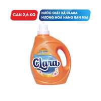 Nước Giặt Xả Clara Hương Hoa Nắng Ban Mai - Can 2,6Kg ngát hương thơm, làm sạch sợi vải