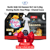 Nước Giặt Xả Haosen 9n1 Túi 3.2kg Hương Nước Hoa Pháp và Chanel Coco, Sạch Vết Bẩn, Lưu Hương 72h