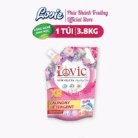 Nước Giặt xả LOVIC sinh học công nghệ Nano Vàng Nano Bạc - Hương Hồng Xuân 3.8kg
