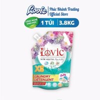 Nước Giặt xả LOVIC sinh học công nghệ Nano Vàng Nano Bạc - Hương Lộc Biếc 3.8kg