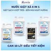 Nước Giặt Xả ROVIS 6 Trong 1 Can 10 Lít – Sạch Sâu, Lưu Hương Lâu, Tiện Lợi Gấp 6 Lần