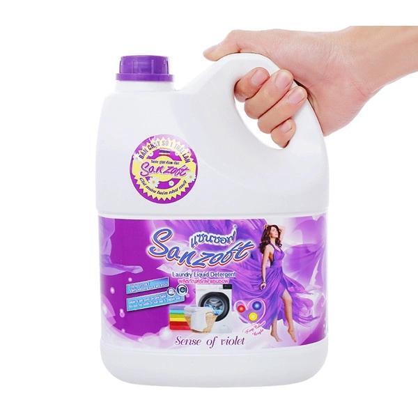 Nước giặt xả Sanzoft hương hoa violet can 3.5 lít