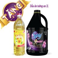 Nước giặt xả SPY PLUS tím - chai 3,5L - tặng dầu ăn 1L