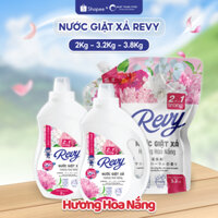 Nước giặt xả vải REVY 2 trong 1 Hương Hoa Nắng 2kg 3,2kg 3,8kg - Hương thơm dịu nhẹ, diệt khuẩn