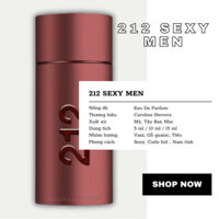 Nước Hoa 212 Sexy Men | Nước Hoa Nam Chất Lượng Chính Hãng Giá Tốt 5ml/10ml/15ml