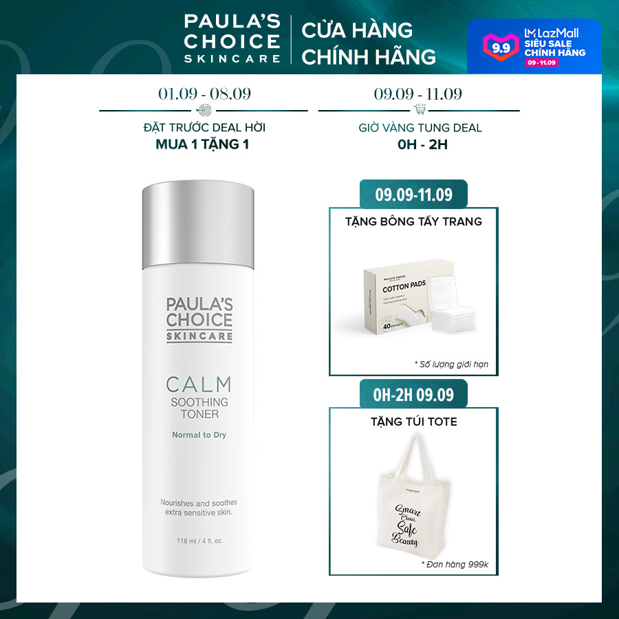 Nước hoa hồng dành cho da thường đến da dầu Calm Redness Relief Toner 118ml