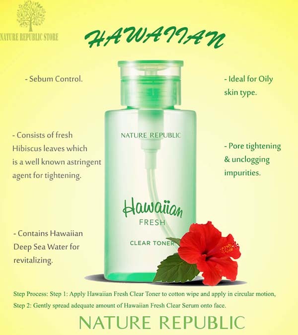 Nước hoa hồng Nature Republic Hawaiian Fresh Clear Toner 300ml