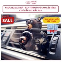 Nước Hoa Ô Tô Mini Chú Gấu Lái Máy Bay Siêu Ngầu Tặng 2 Viên Sáp Thơm - Phụ Kiện Dầu Thơm Xe Hơi Ruffo Cao Cấp Giá Rẻ