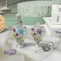 [Nước hoa phụ đóng chai] Nước hoa phong lan Nước hoa đính kim cương giả cầm tay Chai nước hoa thủy tinh cổ điển Chai rỗng Tinh dầu đóng gói phụ