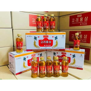 Nước hồng sâm Hàn Quốc chính hãng KGS hộp 10 chai x 120ml có củ sâm tươi