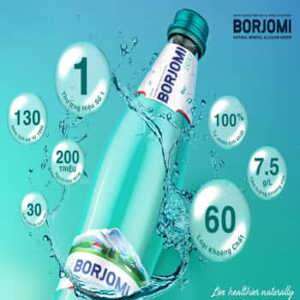 Nước khoáng có gas hiệu Borjomi – chai 50cl