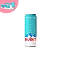 Nước khoáng Evian 330ml của Pháp có ga (Thùng 24 lon)