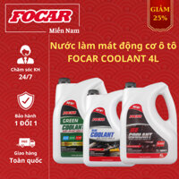 Nước làm mát động cơ ô tô cao cấp Focar Coolant 4l 3 phân loại xanh dương, xanh lá, đỏ.