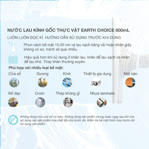 Nước lau kính gốc thực vật Earth Choice 600ml