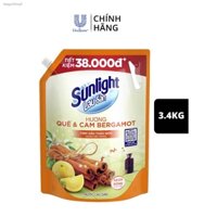 Nước lau sàn Sunlight Tinh dầu thảo mộc Ngăn côn trùng | Hương Quế & Cam Bergamot | Túi 3.4 KG