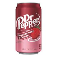 Nước Ngọt Có Ga Vị Dâu & Kem, Strawberries & Cream, 12 fl oz (355ml) - DR PEPPER