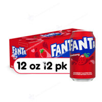Nước Ngọt Có Gas Vị Dâu Tây Fanta Strawberry Soda Fruit Flavored Soft Drink, Lon 355 mL (12 Fl. Oz.), Lốc 12 Lon