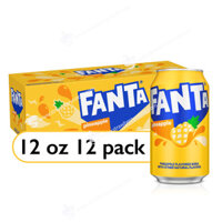 Nước Ngọt Có Gas Vị Thơm Fanta Pinapple Soda Fruit Flavored Soft Drink, Lon 355 mL (12 Fl. Oz.), Lốc 12 Lon