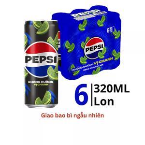 Nước ngọt Pepsi vị chanh không calo - Lốc 6 lon 330ml