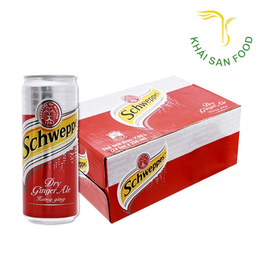 Nước ngọt Schweppes Dry Ginger Ale hương gừng thùng 24 lon x 330ml