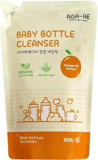 Nước rửa bình sữa AGA-AE hương cam - Túi 500ml (Giao bao bì ngẫu nhiên)