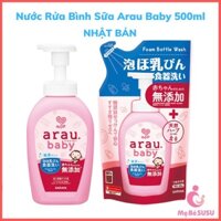 Nước rửa bình sữa Arau Baby 500ml, túi dung dịch rữa bình sữa cho bé Nhật Bản - Susu