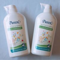 Nước rửa bình sữa , núm vú Pureen chai (650ml).