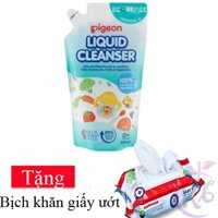 Nước rửa bình sữa Pigeon hương Tự Nhiên túi 650ml - Phiên Bản Mới - Tặng 1 bịch khăn giấy ướt 80 tờ