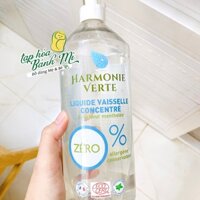 Nước rửa chén bát sinh học đậm đặc bạc hà Harmonie Verte chai 1L của Pháp