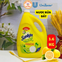 Nước Rửa Chén Bát Sunlight Chanh 100 Sạch Dầu Mỡ (Vàng) - Can 3.6KG