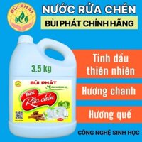 Nước rửa chén Bùi Phát tinh dầu Chanh-Quế, an toàn vượt trội, can 3.5kg tiết kiệm hơn.