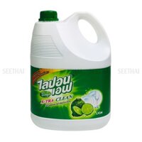 Nước rửa chén chanh LIPON Thái Lan Extra Clean 3600ml ít bọt sạch dầu mỡ - can xanh lá
