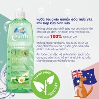 Nước Rửa Chén EARTH CHOICE Rửa Được Bình Sữa Cho Trẻ, An Toàn Không Khô Da Tay, Chiết Xuất Nha Đam Dung Tích 1L