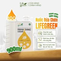 Nước rửa chén sinh học LifeGreen - Hương sả chanh tự nhiên - 900ML.