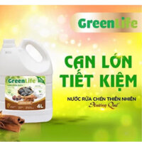 Nước rửa chén sinh học Greenlife hương quế, can 4 lít, an toàn, dễ sử dụng, haidung