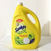 Nước rửa chén Sunlight hương Chanh can 3.6kg - khử mùi tanh, sạch bóng vết dầu mỡ - chai lớn tiết kiệm