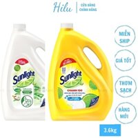 Nước rửa chén SUNLIGHT , rửa bát thiên nhiên lô hội có muối khoáng đánh bay dầu mỡ, dưỡng ẩm da tay can 3,6kg