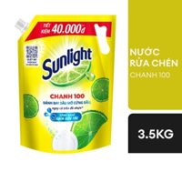 nước rữa chén sunliy  hương chanh túi 3.5kg đậm đặc hương thơm khử mùi cho chén đĩa sạch bóng trăng sáng dầu mở