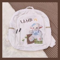 Nước sốt vi khuẩn Bản gốc Con cừu giống như trẻ em Miếng dán in hình phong cách văn học Nhật Bản Preppy Girl Canvas Ba lô có sẵn 0202