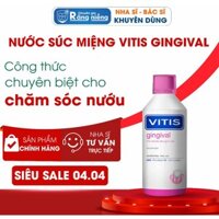 Nước súc miệng bảo vệ lợi, nướu VITIS Gingival, Giảm tình trạng tụt nướu, tụt lợi, Không Cay, Không Cồn, Chai lớn 500ml