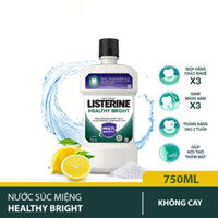 Nước súc miệng giúp răng trắng sáng tự nhiên Listerine Healthy Bright Mouthwash - Dung tích 750ml