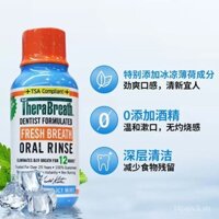 Nước súc miệng TheraBreath Dr. Katz Cool Mint 88.7ml, di động, kháng khuẩn, loại bỏ mùi hôi miệng khi đi du lịch