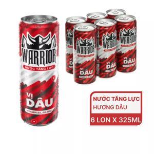 Nước tăng lực Warrior hương dâu - Lốc 6 lon 325ml