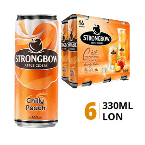 Nước táo lên men Strongbow vị đào 4.5% Lốc 6 lon 330ml