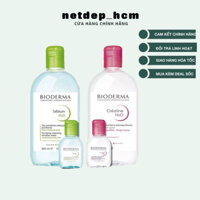 Nước Tẩy Trang Bioderma 500ml Crealine H2O Nắp Nhấn Màu Hồng ( mọi loại da) , nắp nhấn xanh (da dầu , mụn) netdep_hcm